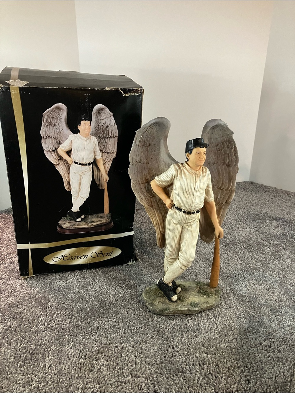 Vintage Babe Ruth Angel Wings Statue Figurine DWK 2003 13” Heavy Risen